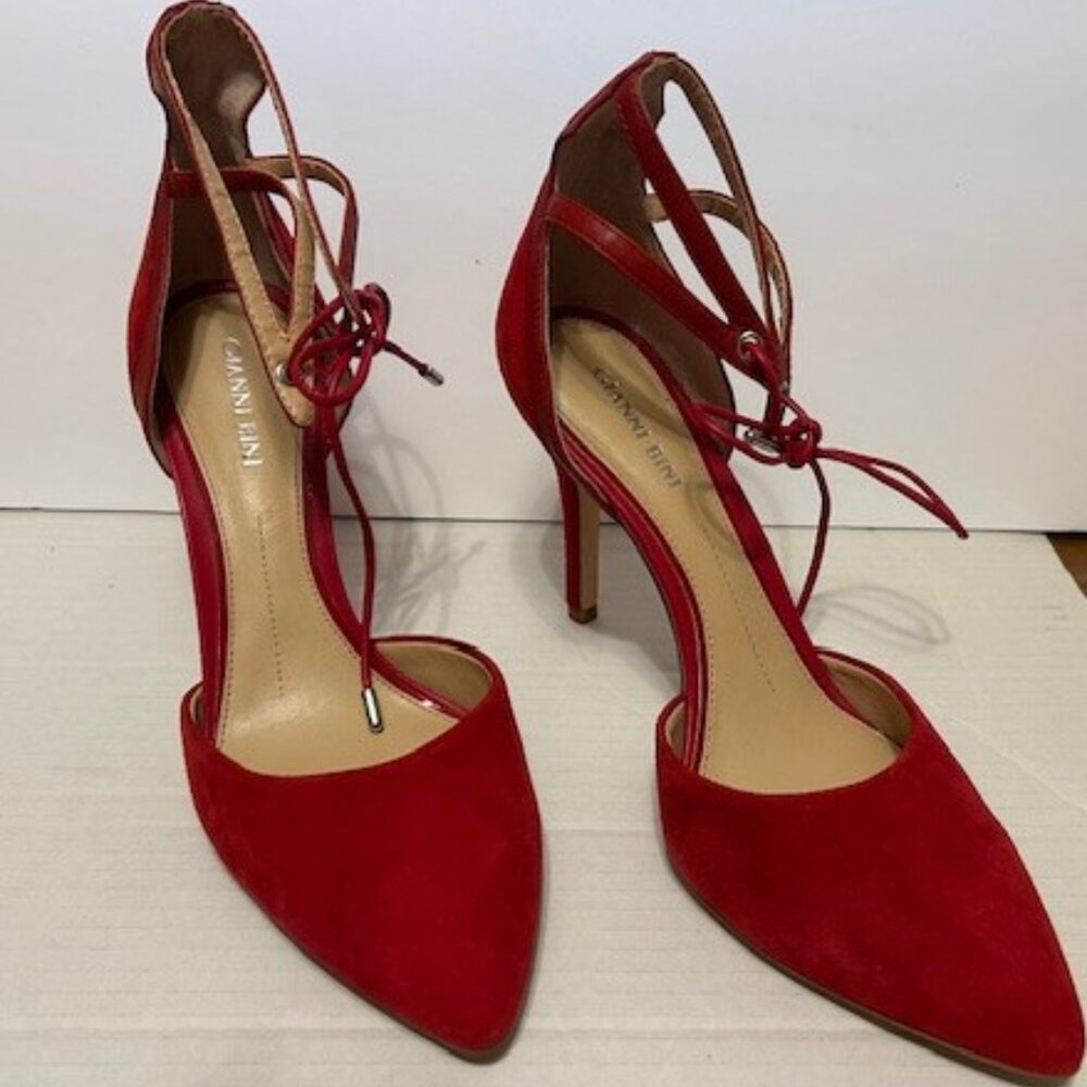 Gianni Bini Red Suede Stilettoes, Size 8M